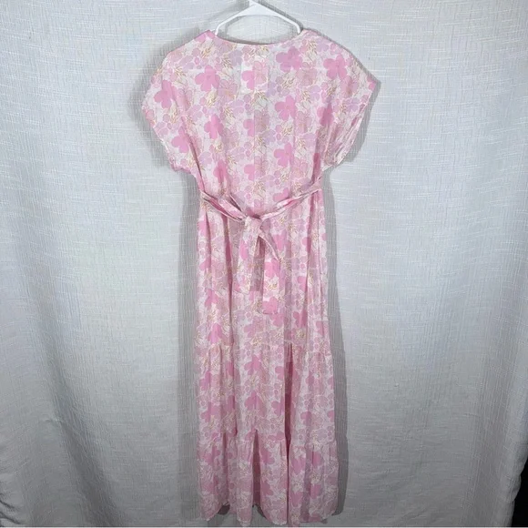 LEALLO Janis Pink Floral Cotton Gauze Maxi Cottagecore‎ Boho Resort small - Picture 10 of 14